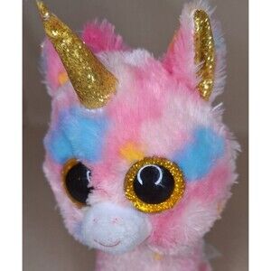 Unicorn TY Beanie Boo Fantasia Pink Pastel Rainbow Colors 7"